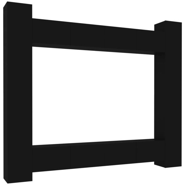 Conjunto móveis de TV 8 pcs madeira processada preto - Image 2