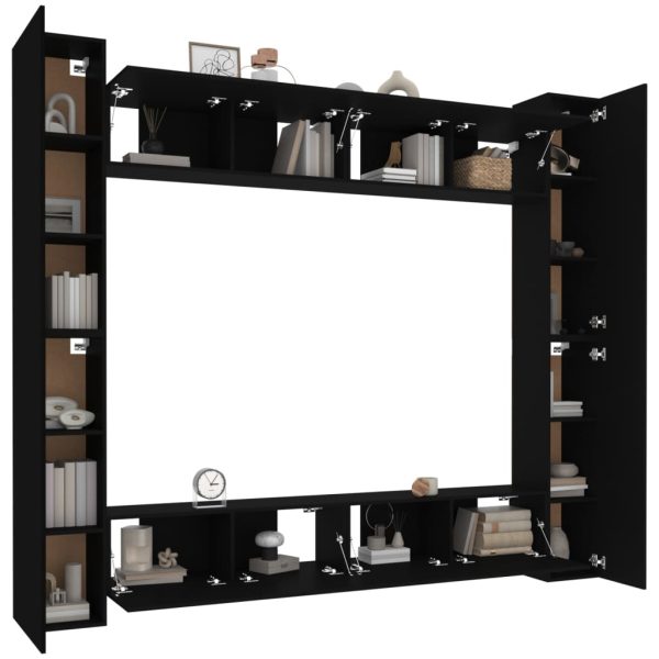 Conjunto móveis de TV 8 pcs madeira processada preto - Image 4
