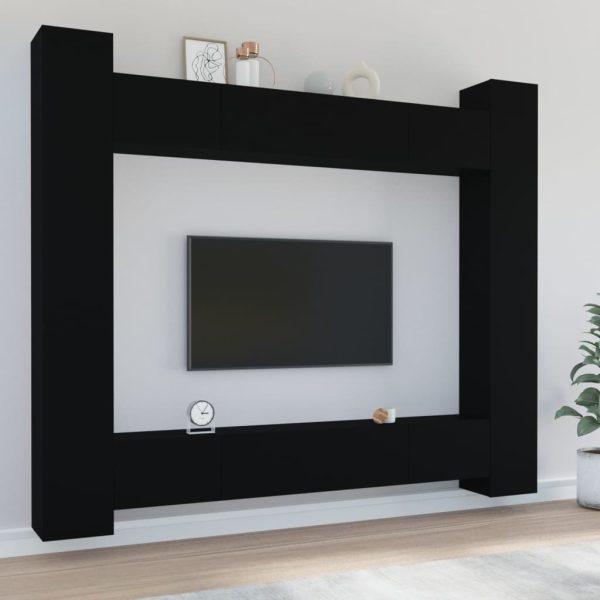 Conjunto móveis de TV 8 pcs madeira processada preto
