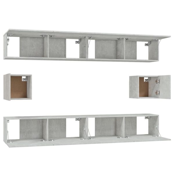 Conjunto móveis de TV 6 pcs madeira processada cinzento cimento - Image 5