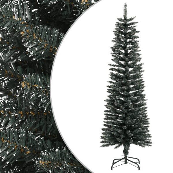Árvore de Natal artificial fina com suporte 150 cm PVC verde