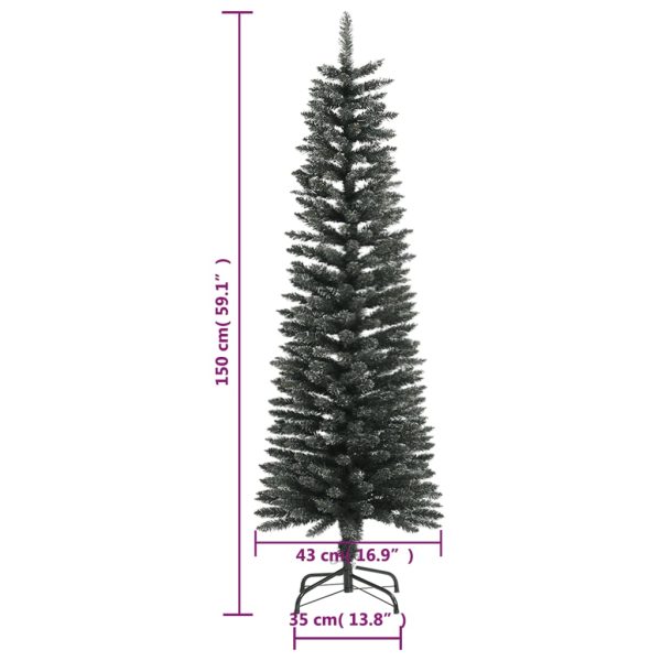 Árvore de Natal artificial fina com suporte 150 cm PVC verde - Image 7