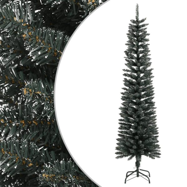 Árvore de Natal artificial fina com suporte 180 cm PVC verde