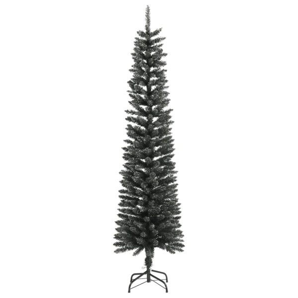 Árvore de Natal artificial fina com suporte 210 cm PVC verde - Image 2