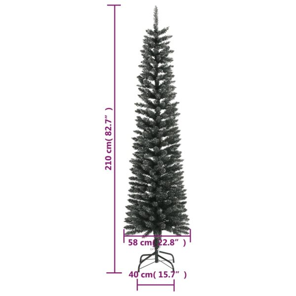 Árvore de Natal artificial fina com suporte 210 cm PVC verde - Image 7
