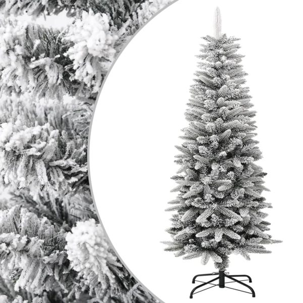 Árvore de Natal artificial fina com neve PVC & PE 120 cm