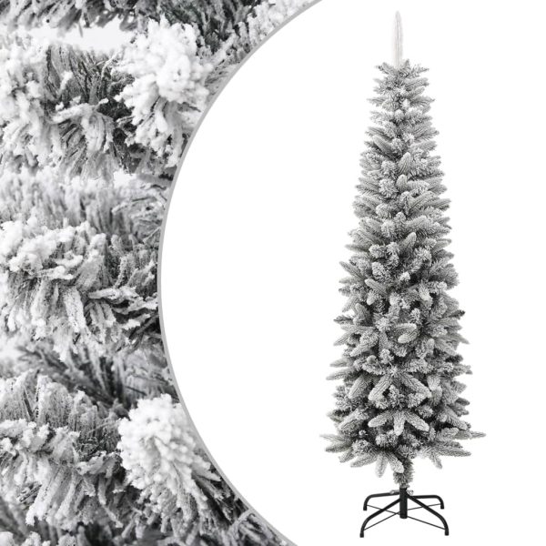 Árvore de Natal artificial fina com neve PVC & PE 180 cm