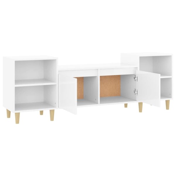 Móvel de TV 160x35x55 cm derivados de madeira branco brilhante - Image 7