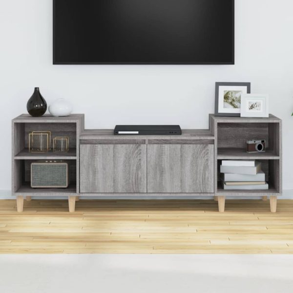 Móvel de TV 160x35x55 cm derivados de madeira cinzento sonoma - Image 4