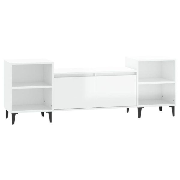Móvel de TV 160x35x55 cm derivados de madeira branco brilhante - Image 2
