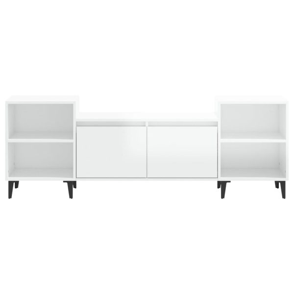 Móvel de TV 160x35x55 cm derivados de madeira branco brilhante - Image 5