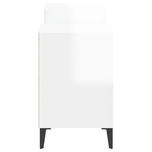 Móvel de TV 160x35x55 cm derivados de madeira branco brilhante - Image 7