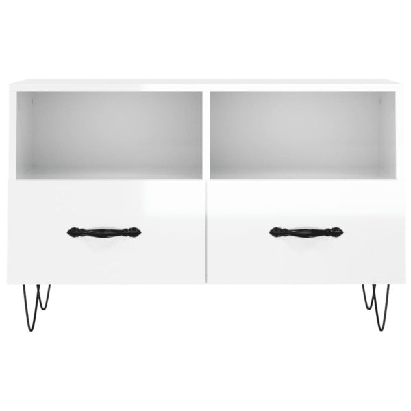 Móvel de TV 80x36x50 cm derivados de madeira branco brilhante - Image 5