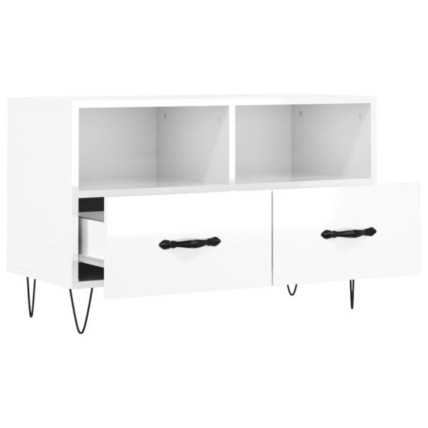 Móvel de TV 80x36x50 cm derivados de madeira branco brilhante - Image 6