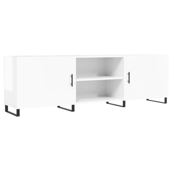 Móvel de TV 150x30x50 cm derivados de madeira branco brilhante - Image 2