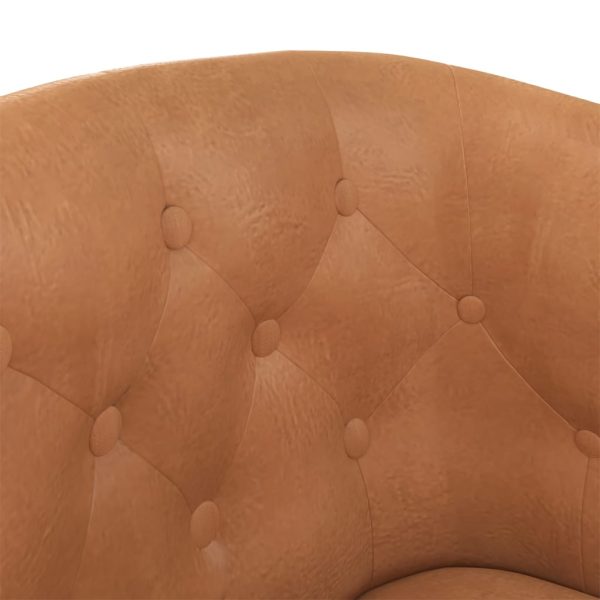 Poltrona com apoio de pés couro artificial castanho - Image 6