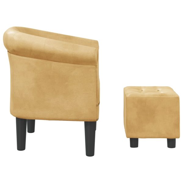 Poltrona com apoio de pés couro artificial dourado - Image 4