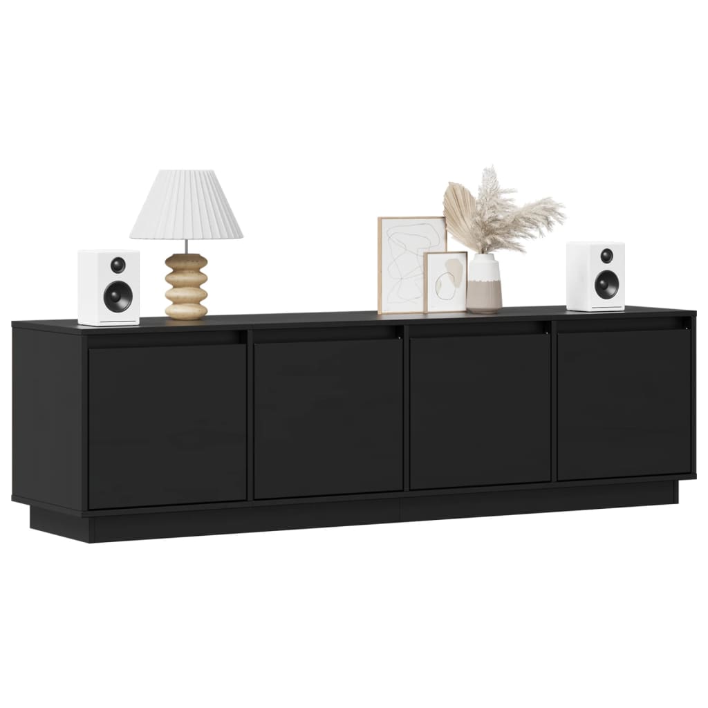 Móvel de TV 156x37x45 cm madeira de pinho maciça preto - Image 3