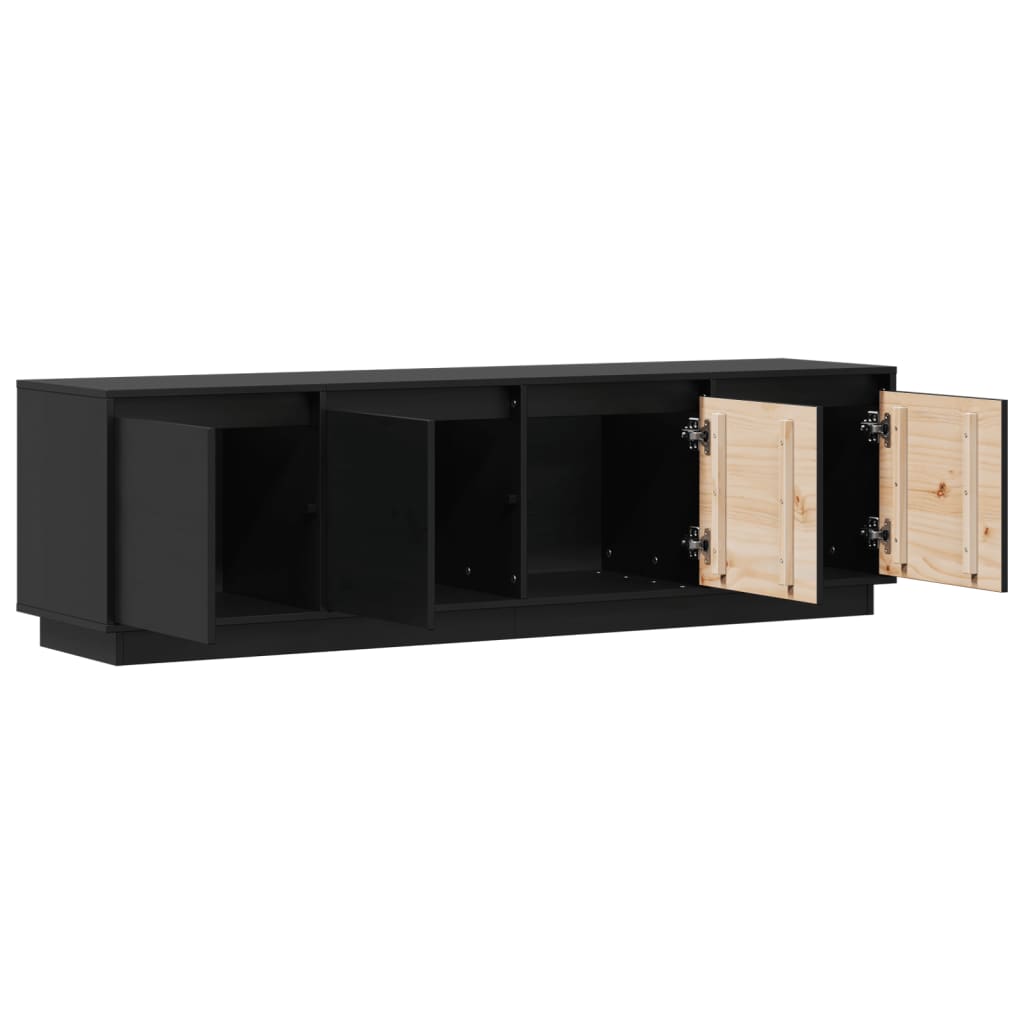 Móvel de TV 156x37x45 cm madeira de pinho maciça preto - Image 5