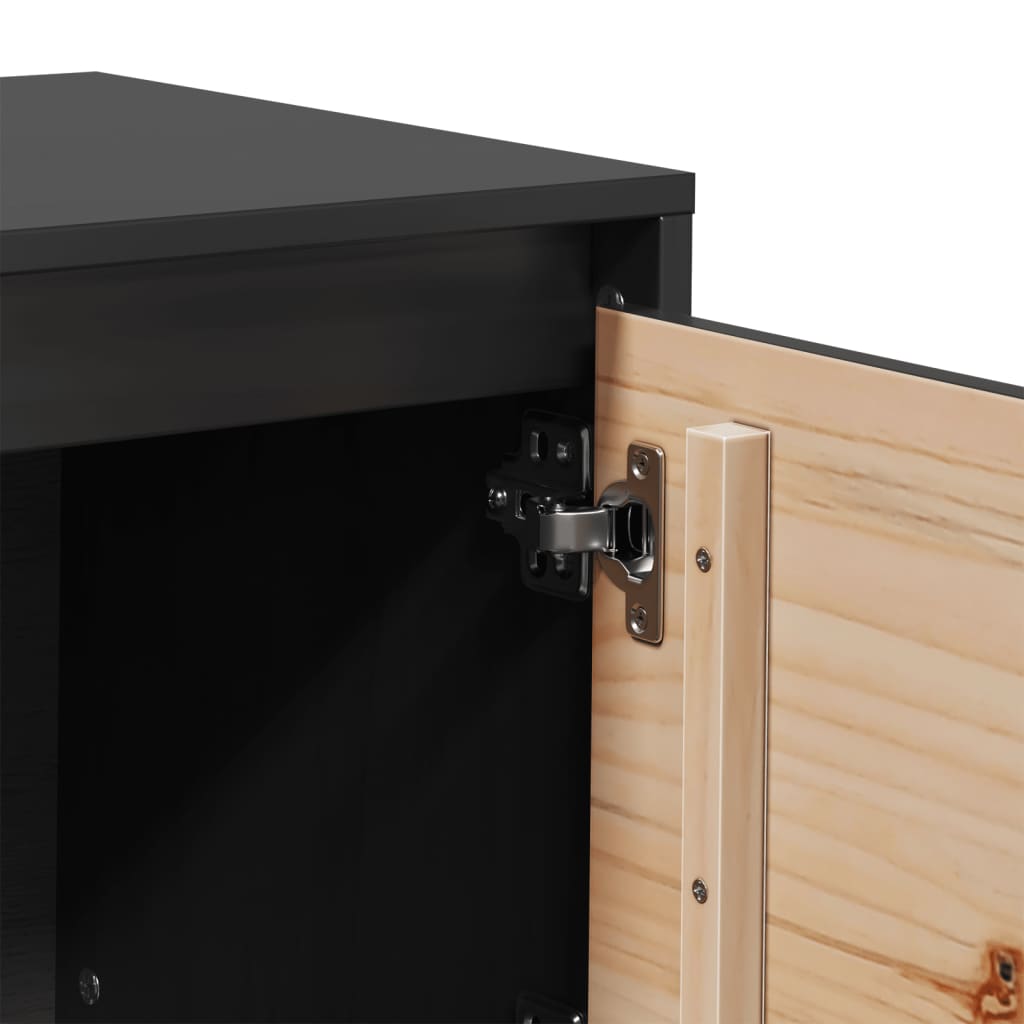 Móvel de TV 156x37x45 cm madeira de pinho maciça preto - Image 8