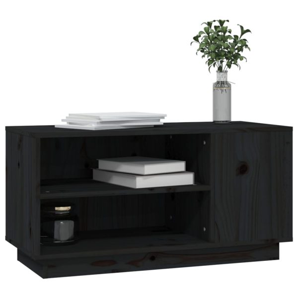 Móvel de TV 80x35x40,5 cm madeira de pinho maciça preto - Image 4
