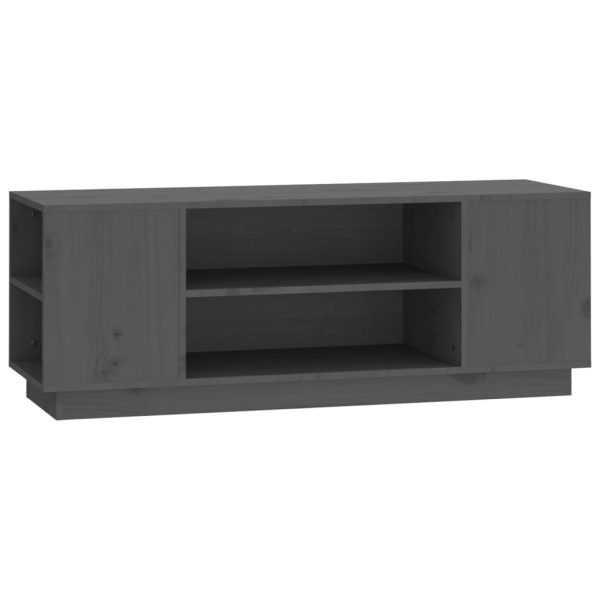 Móvel de TV 110x35x40,5 cm madeira de pinho maciça cinzento - Image 2