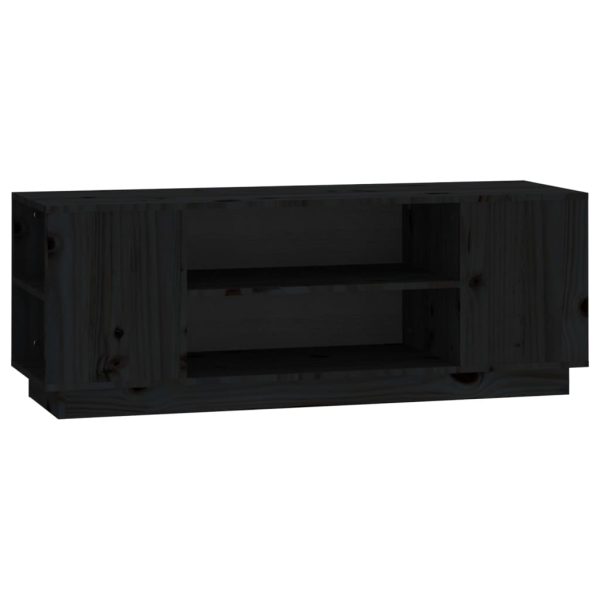 Móvel de TV 110x35x40,5 cm madeira de pinho maciça preto - Image 2