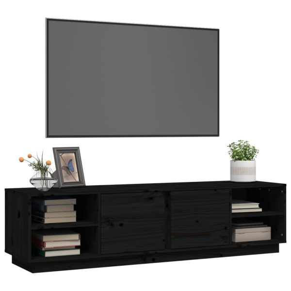 Móvel de TV 156x40x40 cm madeira de pinho maciça preto - Image 4