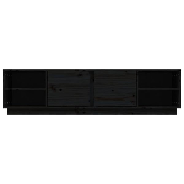 Móvel de TV 156x40x40 cm madeira de pinho maciça preto - Image 6