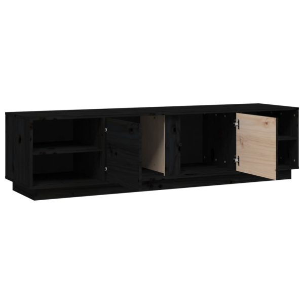 Móvel de TV 156x40x40 cm madeira de pinho maciça preto - Image 7