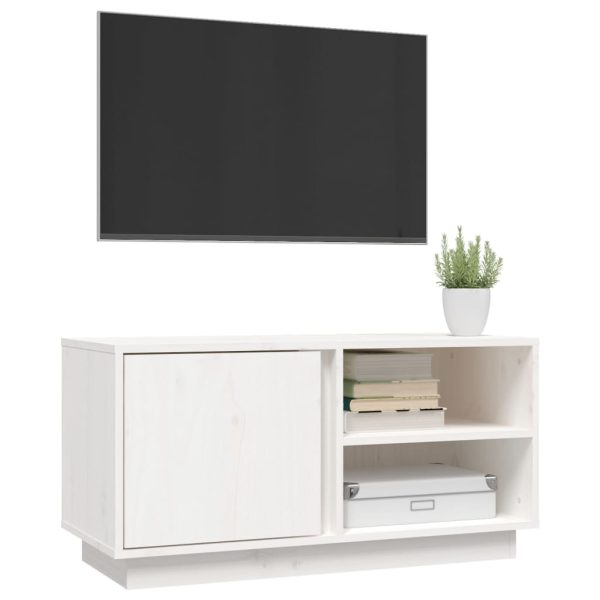 Móvel de TV 80x35x40,5 cm madeira de pinho maciça branco - Image 4