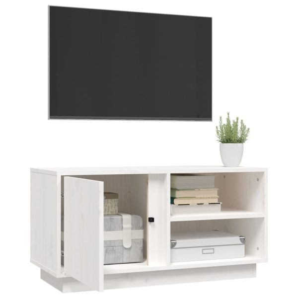 Móvel de TV 80x35x40,5 cm madeira de pinho maciça branco - Image 5