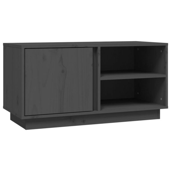 Móvel de TV 80x35x40,5 cm madeira de pinho maciça cinzento - Image 2