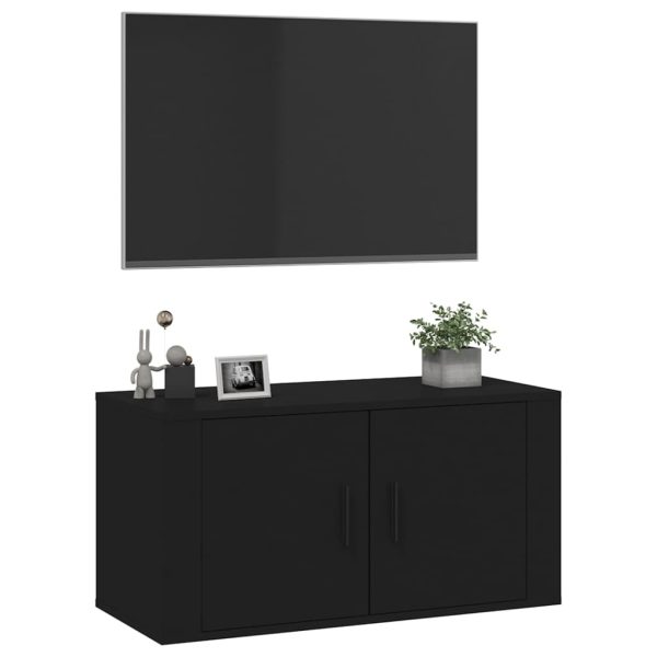 Móvel de TV de parede 80x34,5x40 cm preto - Image 4