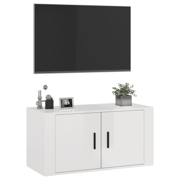 Móvel de TV de parede 80x34,5x40 cm branco brilhante - Image 4