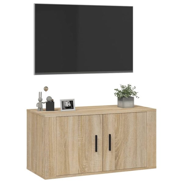 Móvel de TV de parede 80x34,5x40 cm castanho sonoma - Image 4