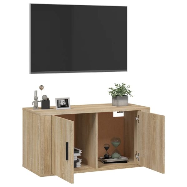 Móvel de TV de parede 80x34,5x40 cm castanho sonoma - Image 5