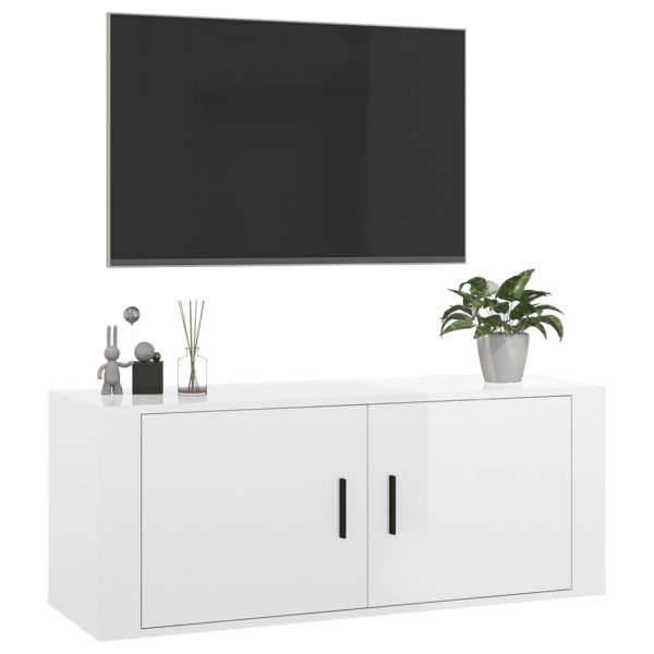 Móvel de TV de parede 100x34,5x40 cm branco brilhante - Image 4