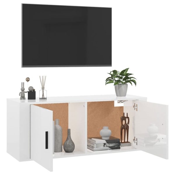 Móvel de TV de parede 100x34,5x40 cm branco brilhante - Image 5