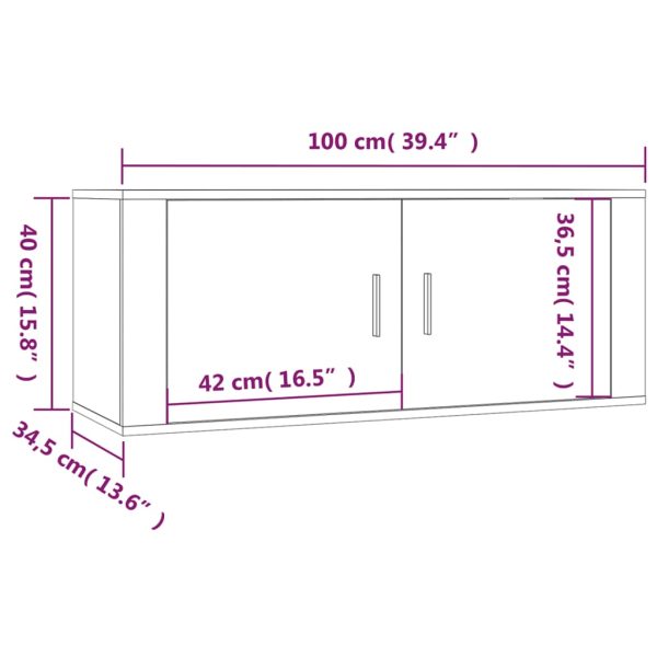 Móvel de TV de parede 100x34,5x40 cm cinzento cimento - Image 11