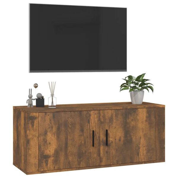 Móvel de TV de parede 100x34,5x40 cm carvalho fumado - Image 4