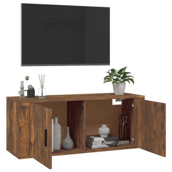 Móvel de TV de parede 100x34,5x40 cm carvalho fumado - Image 5