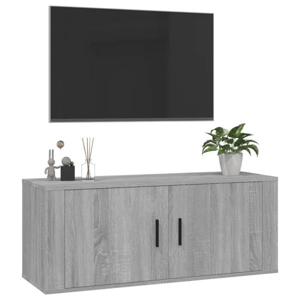 Móvel de TV de parede 100x34,5x40 cm cinzento sonoma - Image 4
