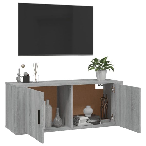 Móvel de TV de parede 100x34,5x40 cm cinzento sonoma - Image 5