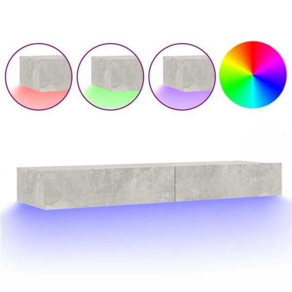 Móvel de TV com luzes LED 120x35x15,5 cm cinzento cimento - Image 2