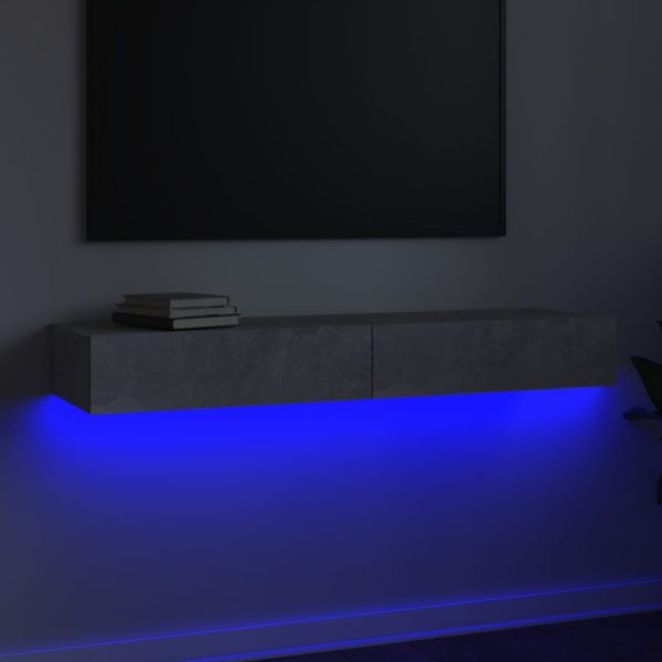 Móvel de TV com luzes LED 120x35x15,5 cm cinzento cimento - Image 3