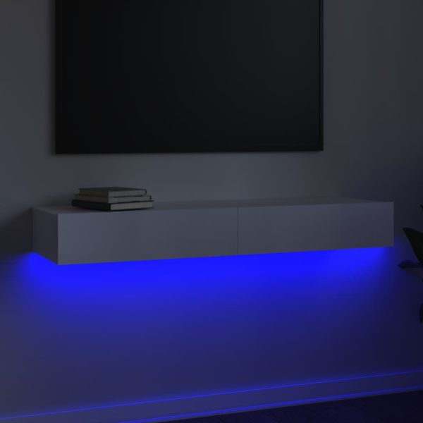 Móvel de TV com luzes LED 120x35x15,5 cm branco brilhante - Image 3