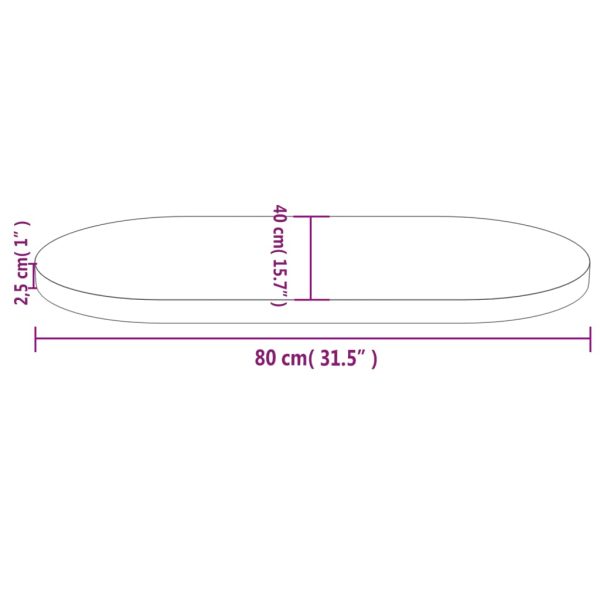Tampo de mesa oval 80x40x2,5 cm pinho maciço branco - Image 7