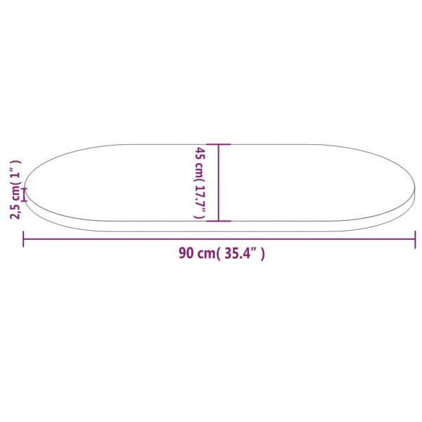 Tampo de mesa oval 90x45x2,5 cm madeira de pinho maciça - Image 7