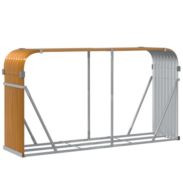 Suporte de lenha 180x45x100 cm aço galvanizado castanho-claro - Image 6